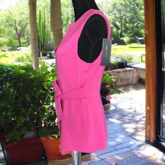 NWT BCBGMAXAZRIA (SM) Joslynn Peplum Top Ibis Rose - Picture 3 of 7